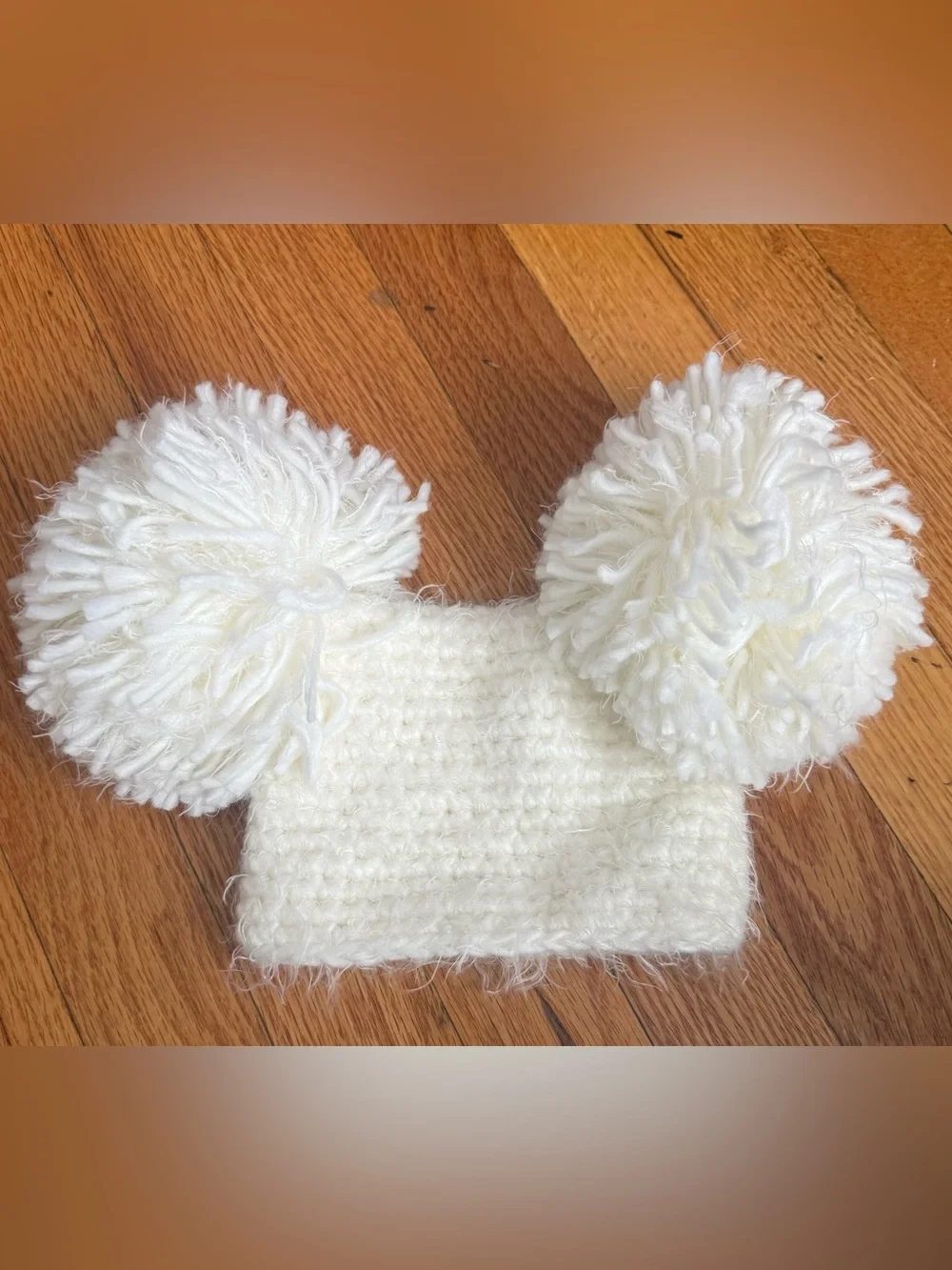 Kids Pom-Pom Knit Hat - White